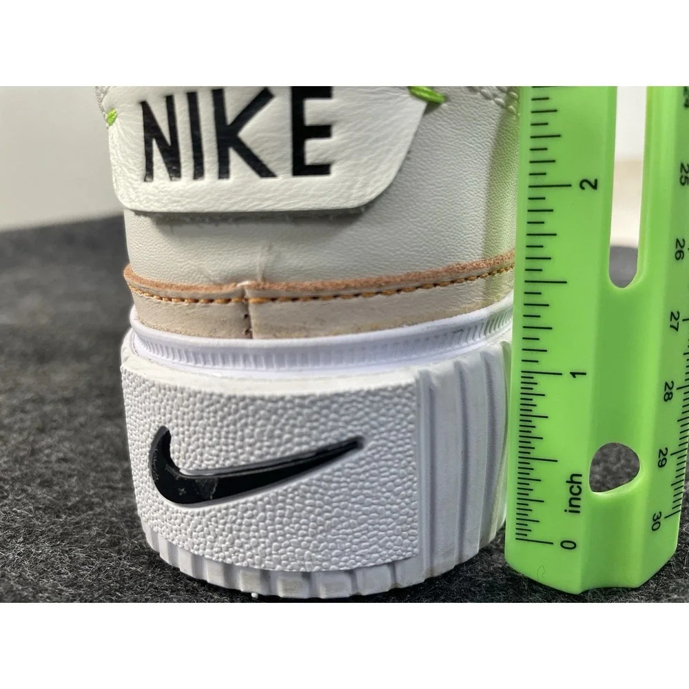 Nike White Sneakers with Lime Green Swoosh and Yellow Collar